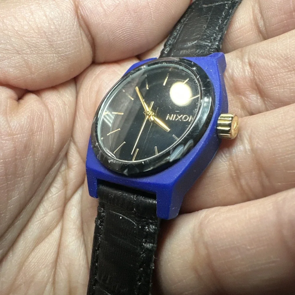 Nixon The Time Teller Blue/black 30mm Leather Watch Unisex‎ - Not Working Repair